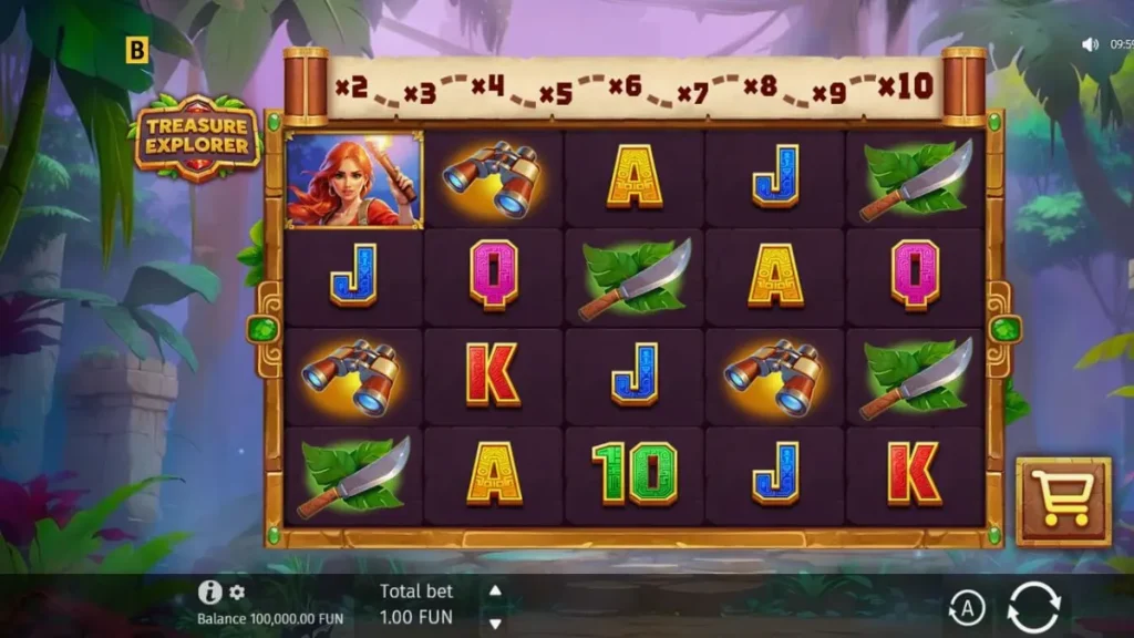 Pemandangan hutan Aztec dalam slot Treasure Explorer dari BGaming