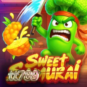 Tampilan visual slot Sweet Samurai dengan kisi asimetris dan karakter Broccoli Samurai